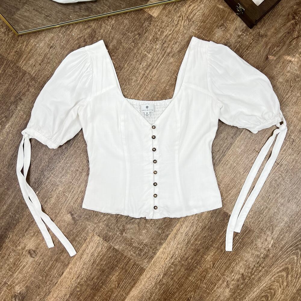 Socialite White Puff Sleeve Top